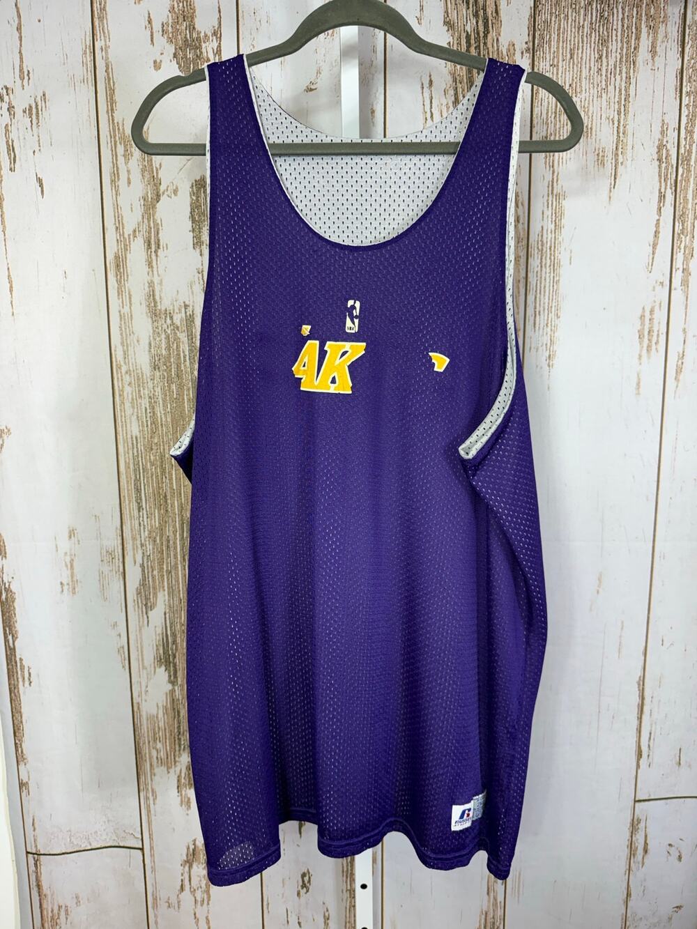 Russell, Double Sided Jerzee, Lakers decal worn off. Size 2XL. Fair condition!